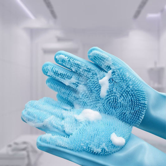 GUANTES DE SILICONA PARA LAVAR MASCOTAS - CON PUNTAS DE MASAJE