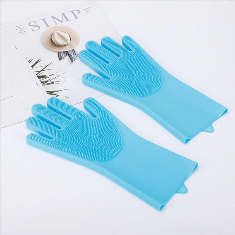 GUANTES DE SILICONA PARA LAVAR MASCOTAS - CON PUNTAS DE MASAJE