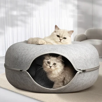 CAMA DONUT PARA GATOS - SUAVE, CÁLIDA Y ANTIESTRÉS